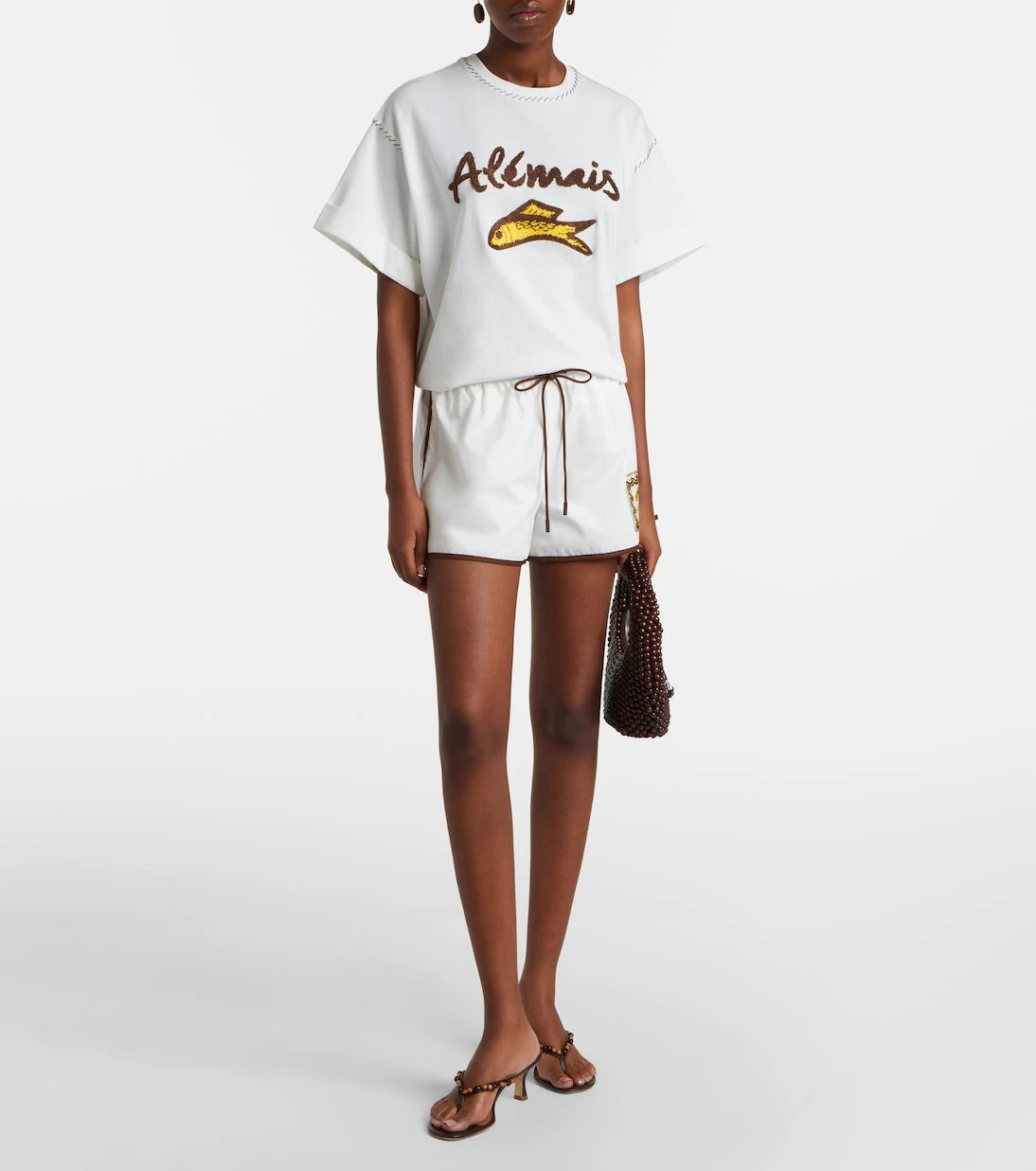 Alémais - Scuba patch-appliqué cotton shorts
