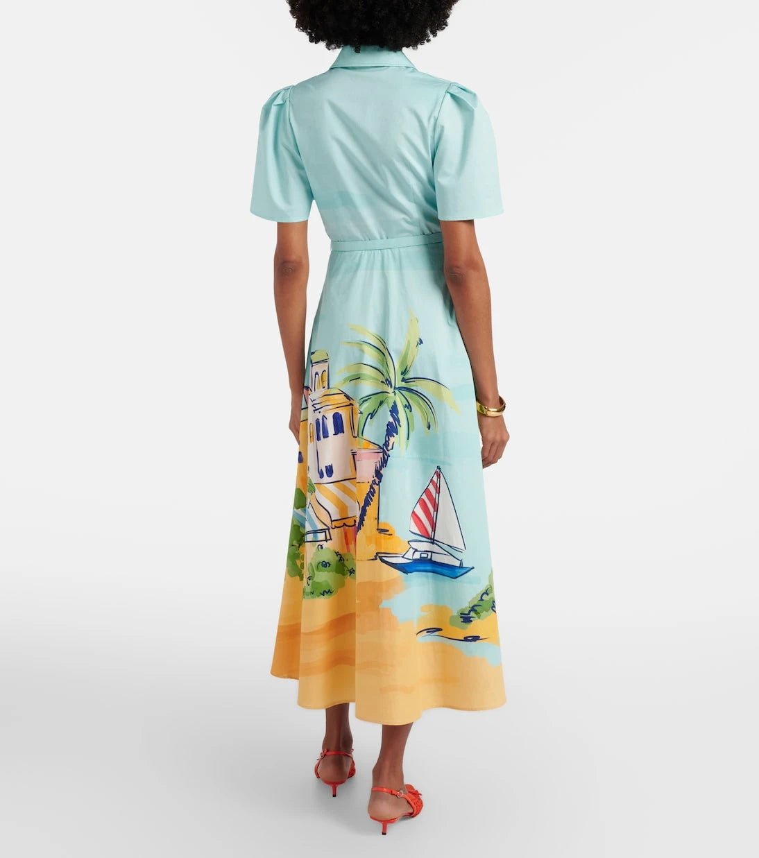 Leo Lin - Printed belted cotton shirt dress