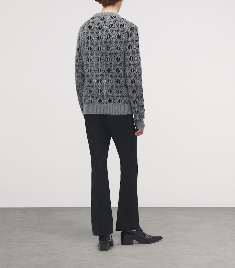 Black Distressed Skull Fair Isle Sweater