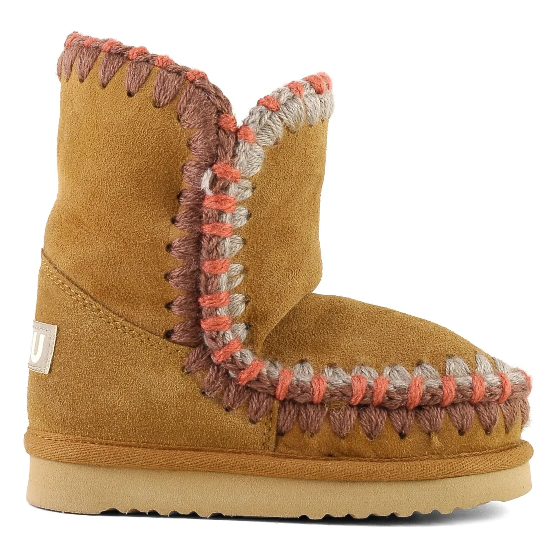Mou - Eskimo Suede Overstitched Boots | Cognac