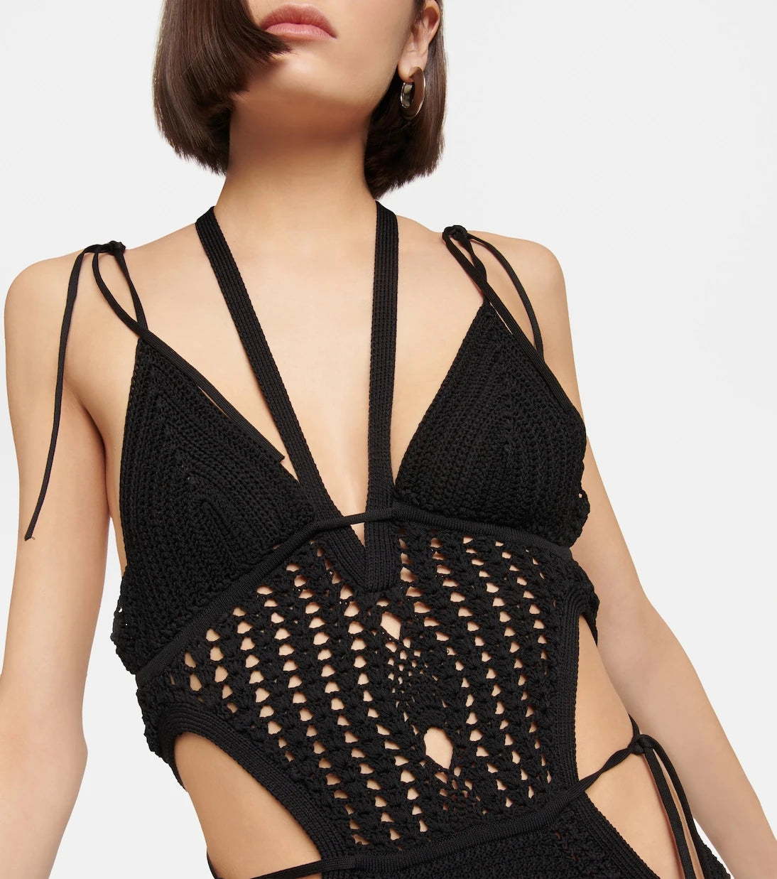 Dion Lee - فستان ميدي كروشيه بياقة رسن