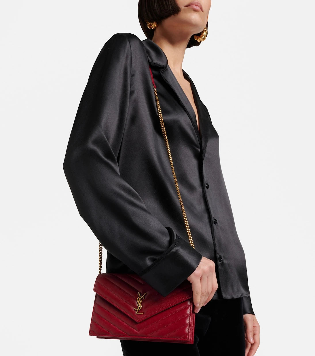 Saint Laurent - Cassandre zincirli deri cüzdan