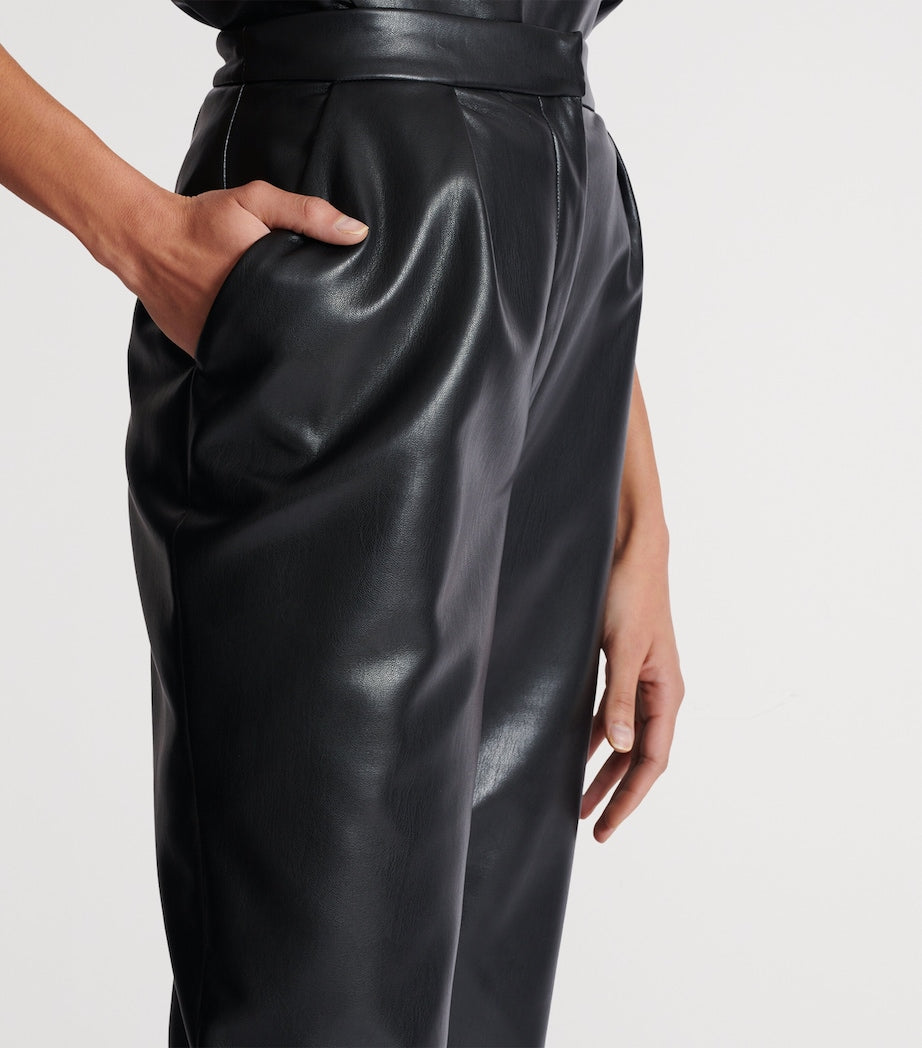 Black Faux Leather High-Rise Slim Trousers