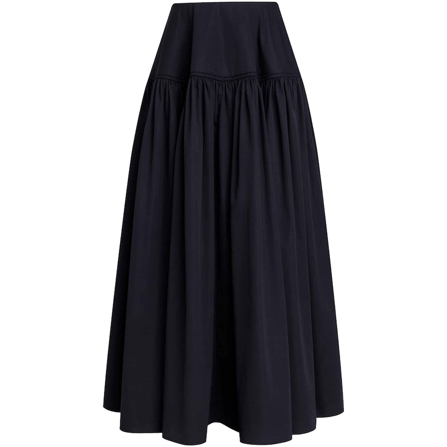 Alaïa Black Cotton Poplin Bell Maxi Skirt