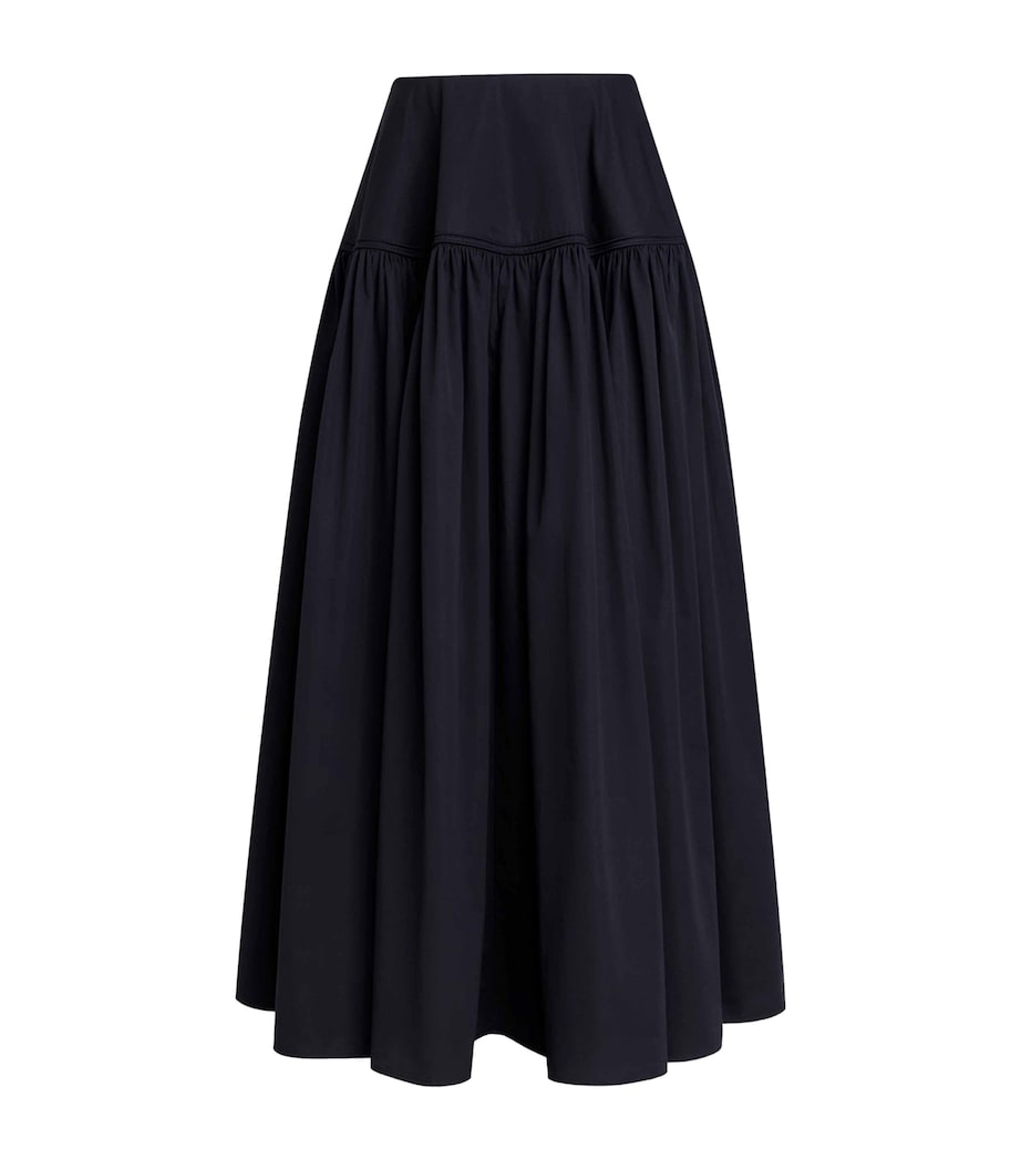 Alaïa Black Cotton Poplin Bell Maxi Skirt