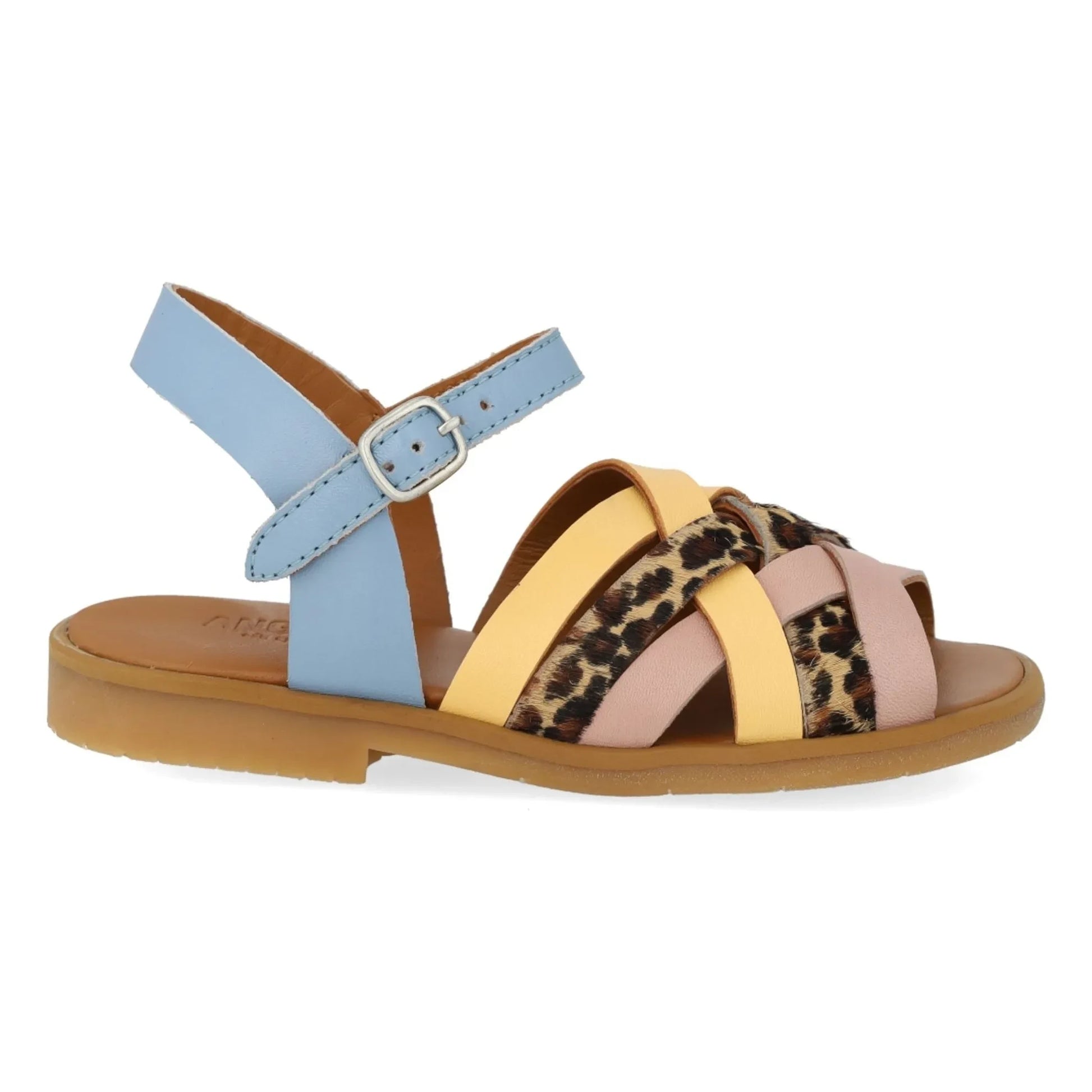Angulus - Leopard Braided Sandals | Light blue