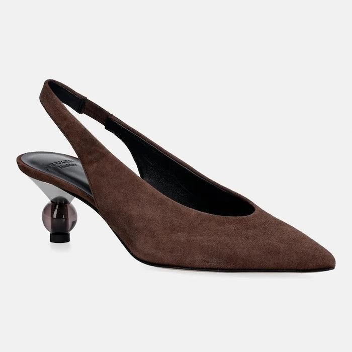 Weekend Max Mara обувки с дебел ток от велур