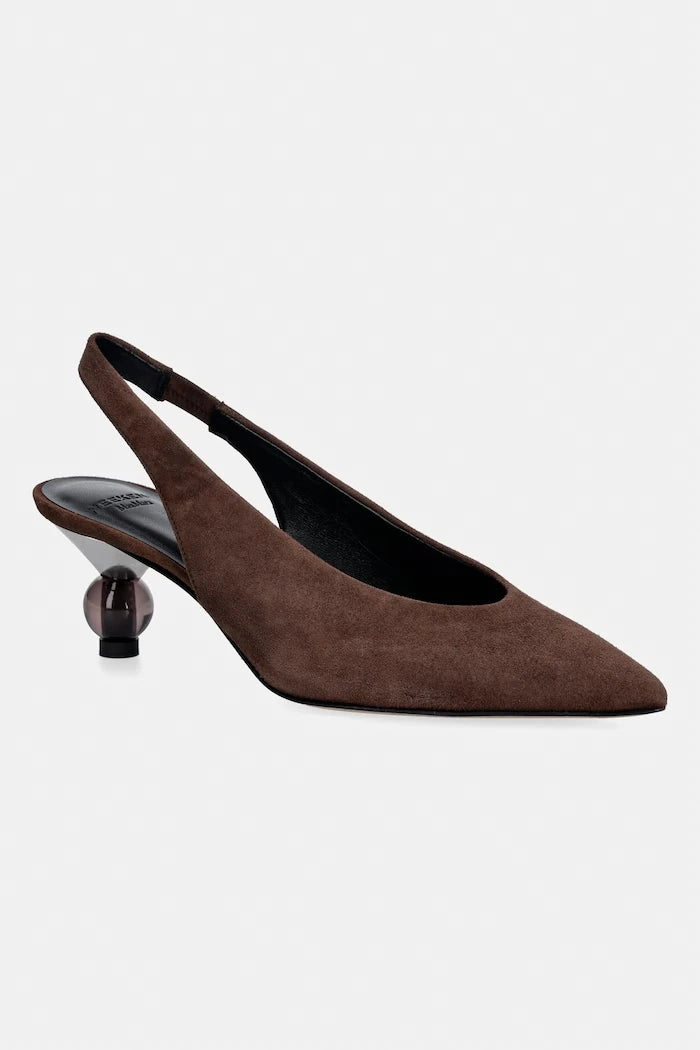 Weekend Max Mara обувки с дебел ток от велур