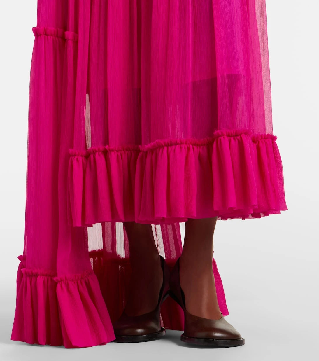 Dries Van Noten - Asymmetric silk muslin skirt