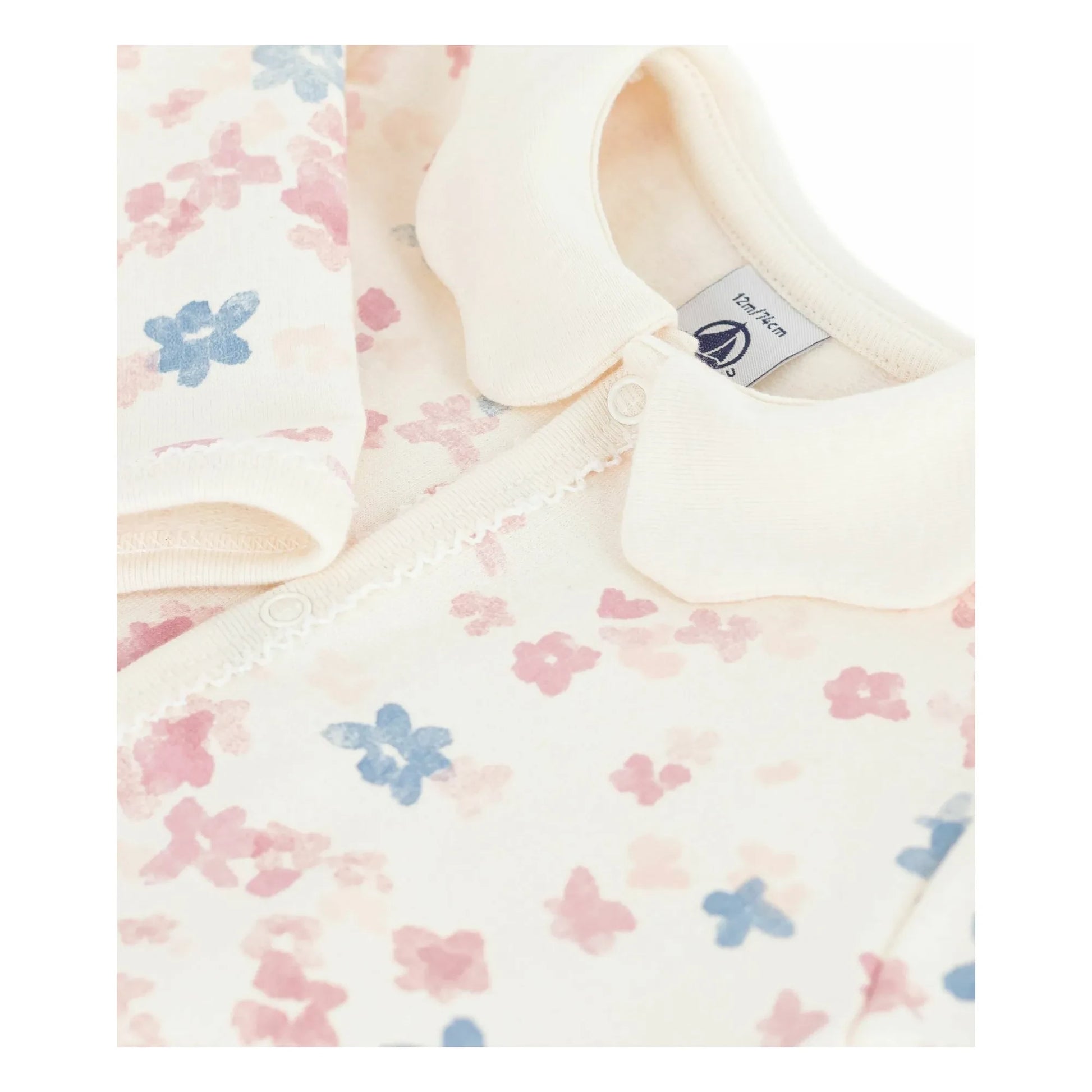 Petit Bateau - Pyjamas Dors Bien Col Fleuri Organic Cotton | Ecru