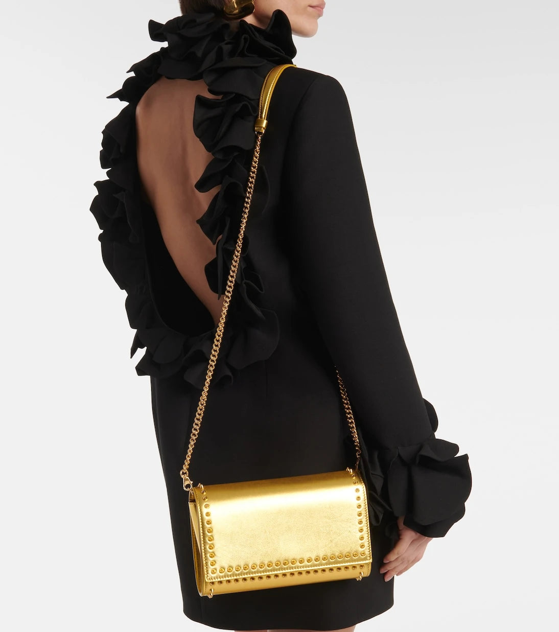 Christian Louboutin - Paloma spiked metallic leather clutch