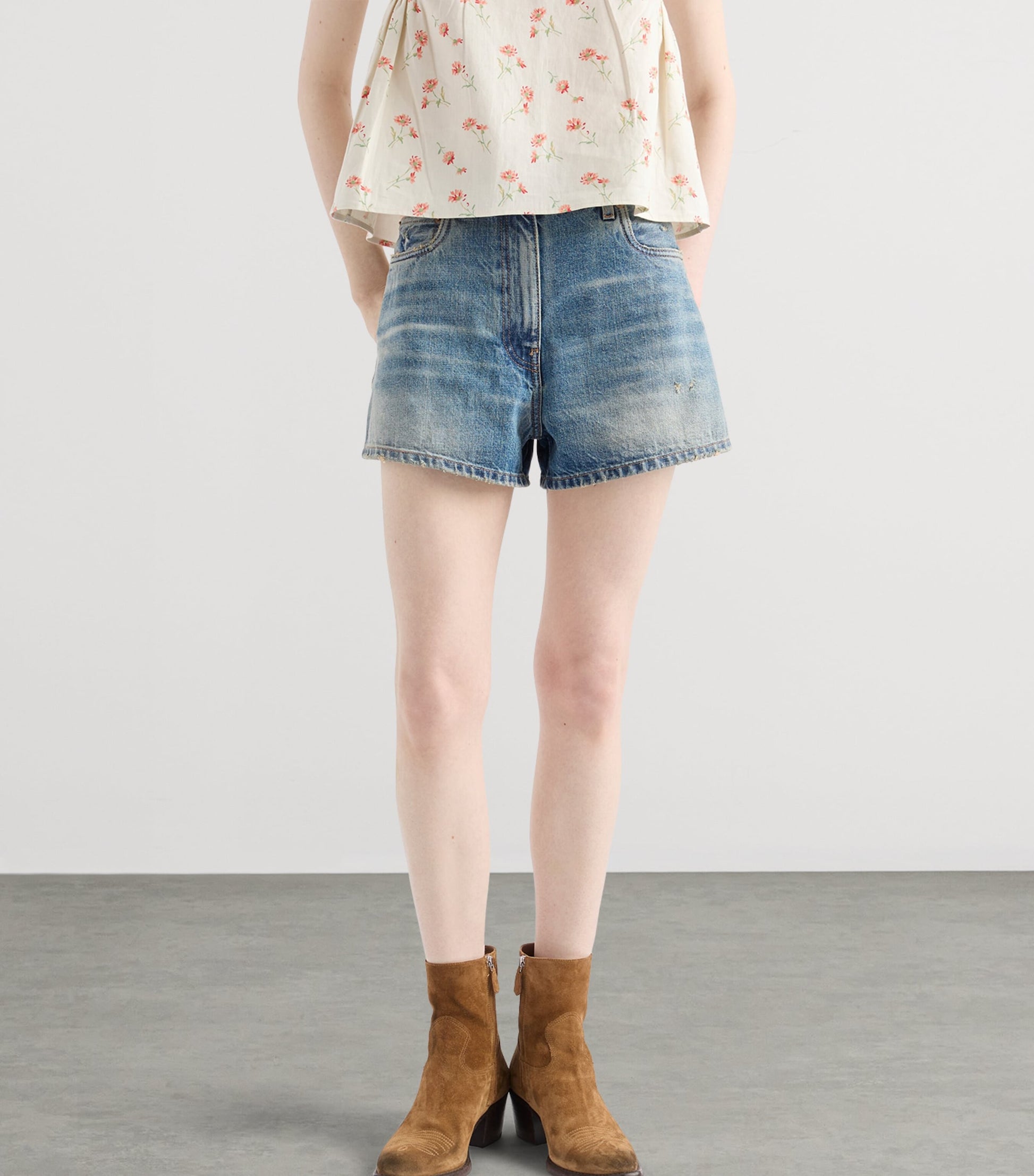 Prada Blue Faded Denim Shorts