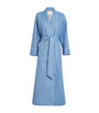 Blue Merino Wool Herringbone Dressing Gown