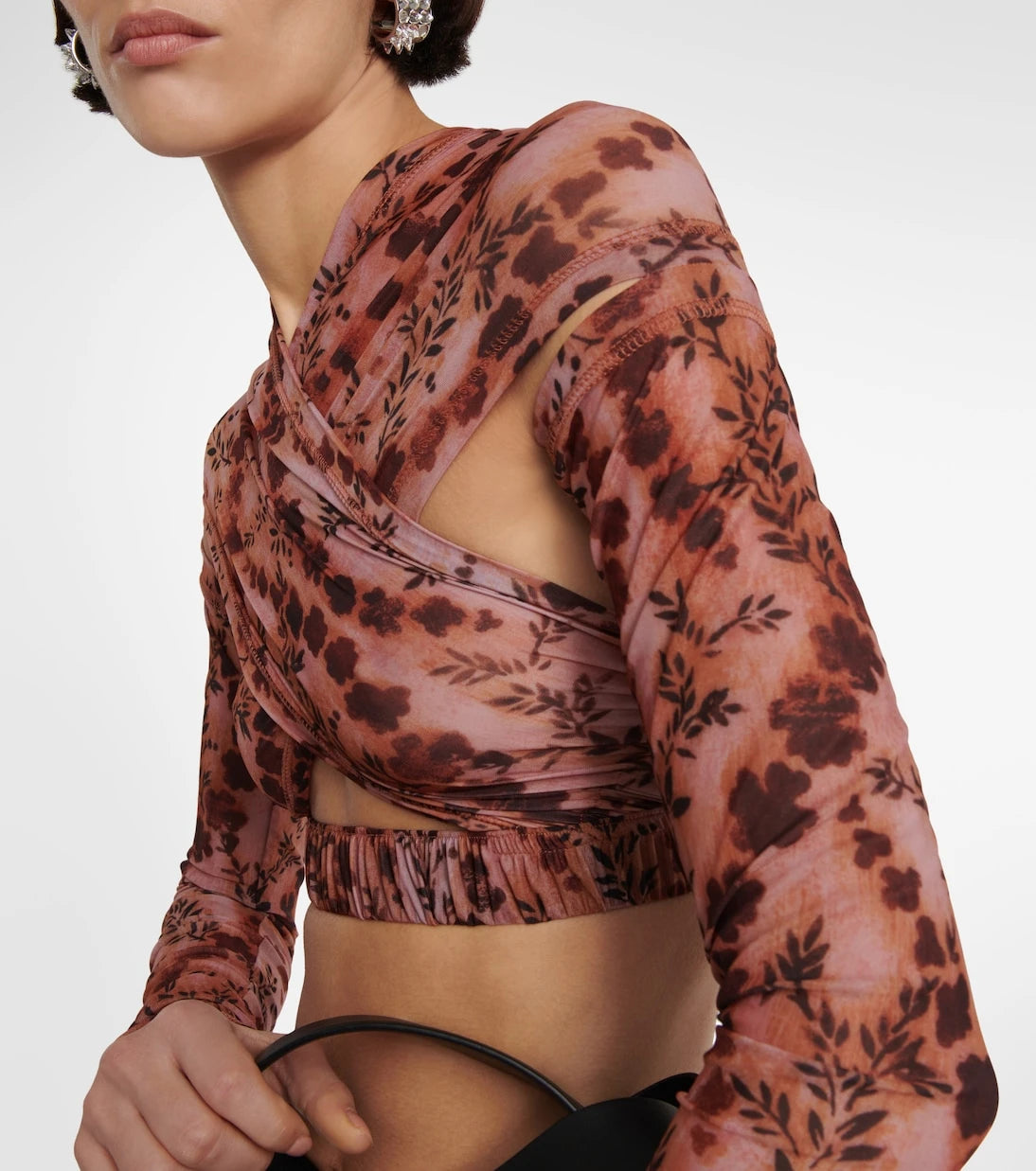 KNWLS - Anti Cross Over floral jersey crop top