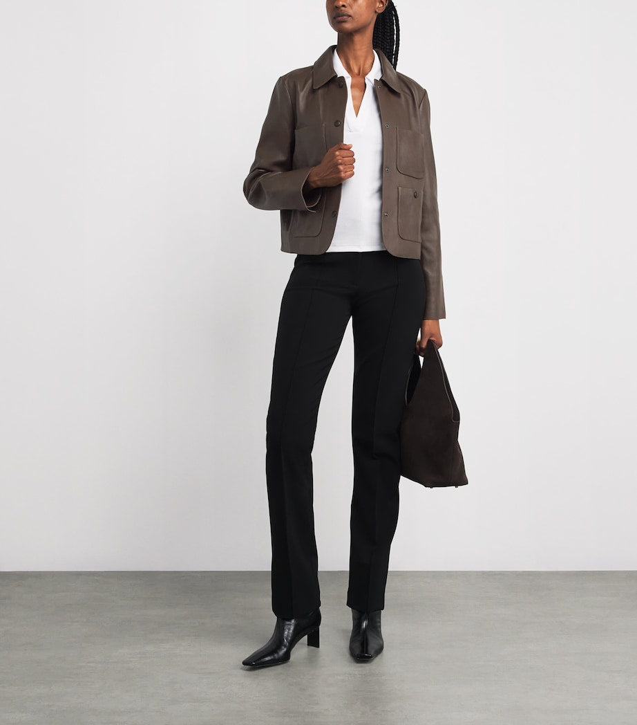 ME+EM Brown Patch-Pocket Leather Jacket