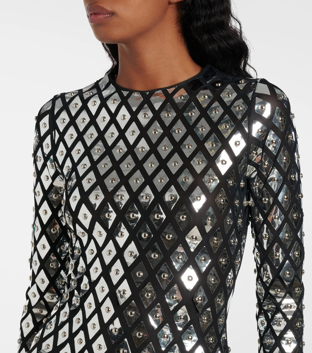 Rabanne - Studded jersey minidress