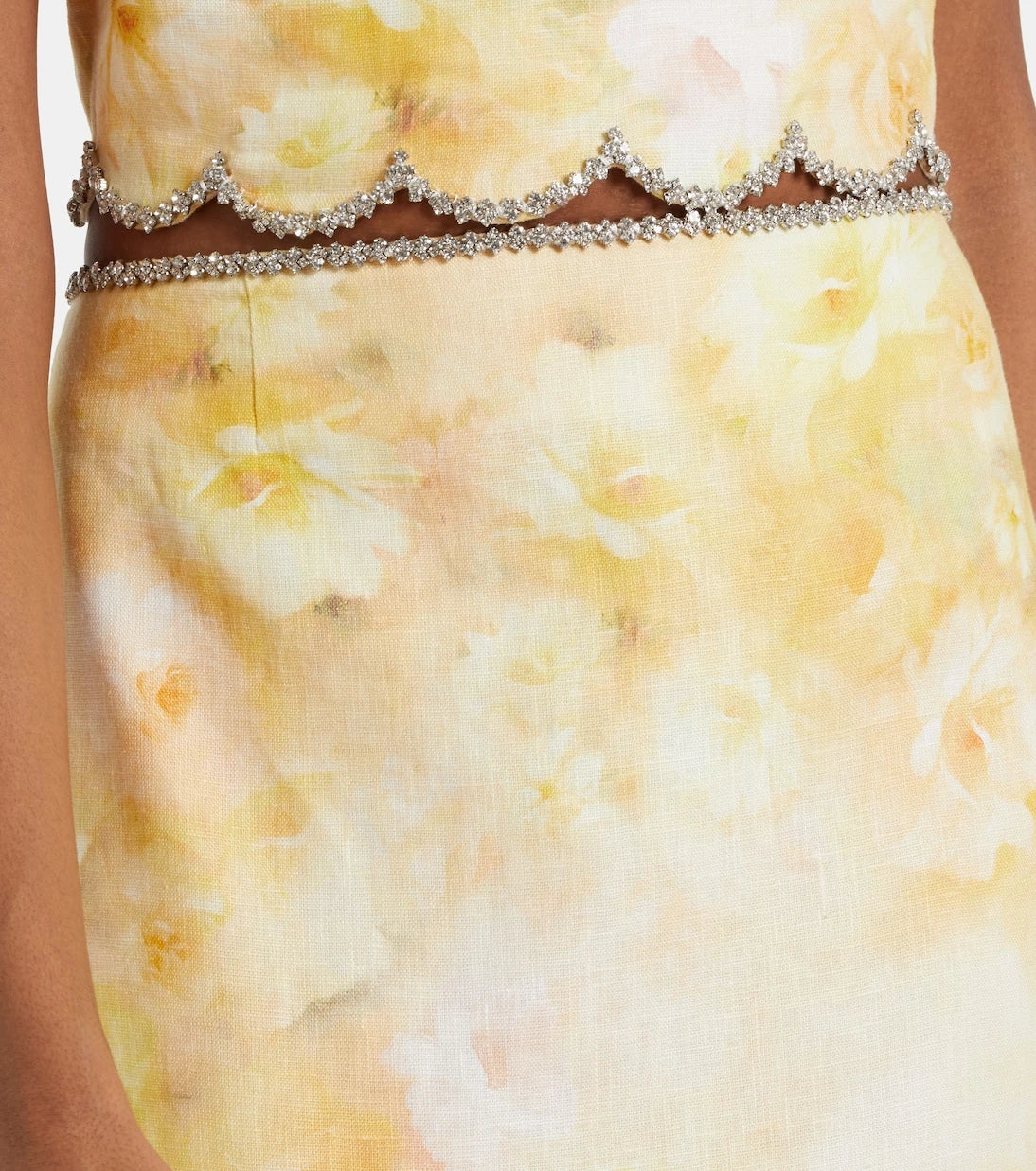 Zimmermann - Crush scalloped linen midi skirt