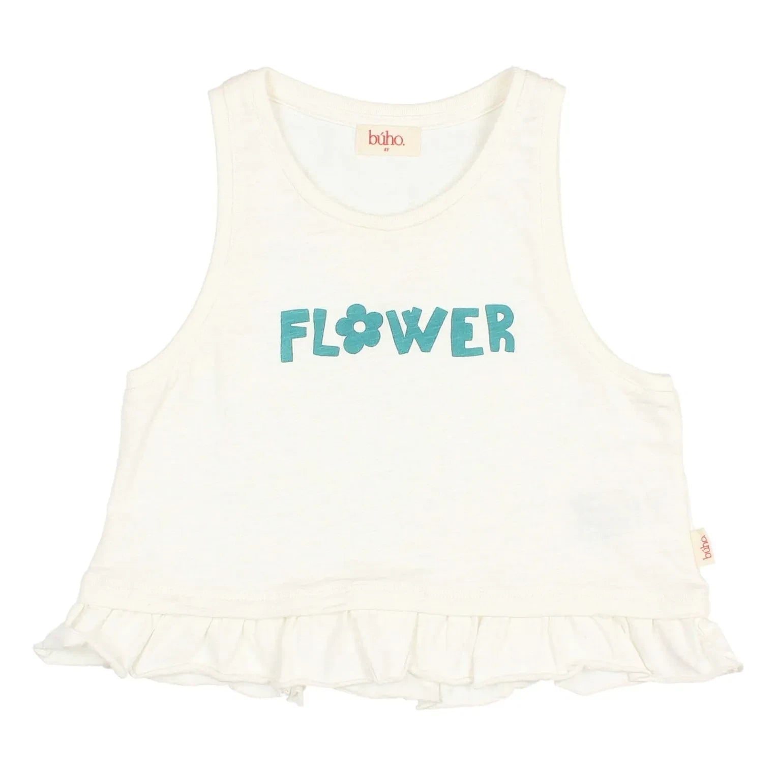 Búho - Flower Flounce Top Organic Cotton | White