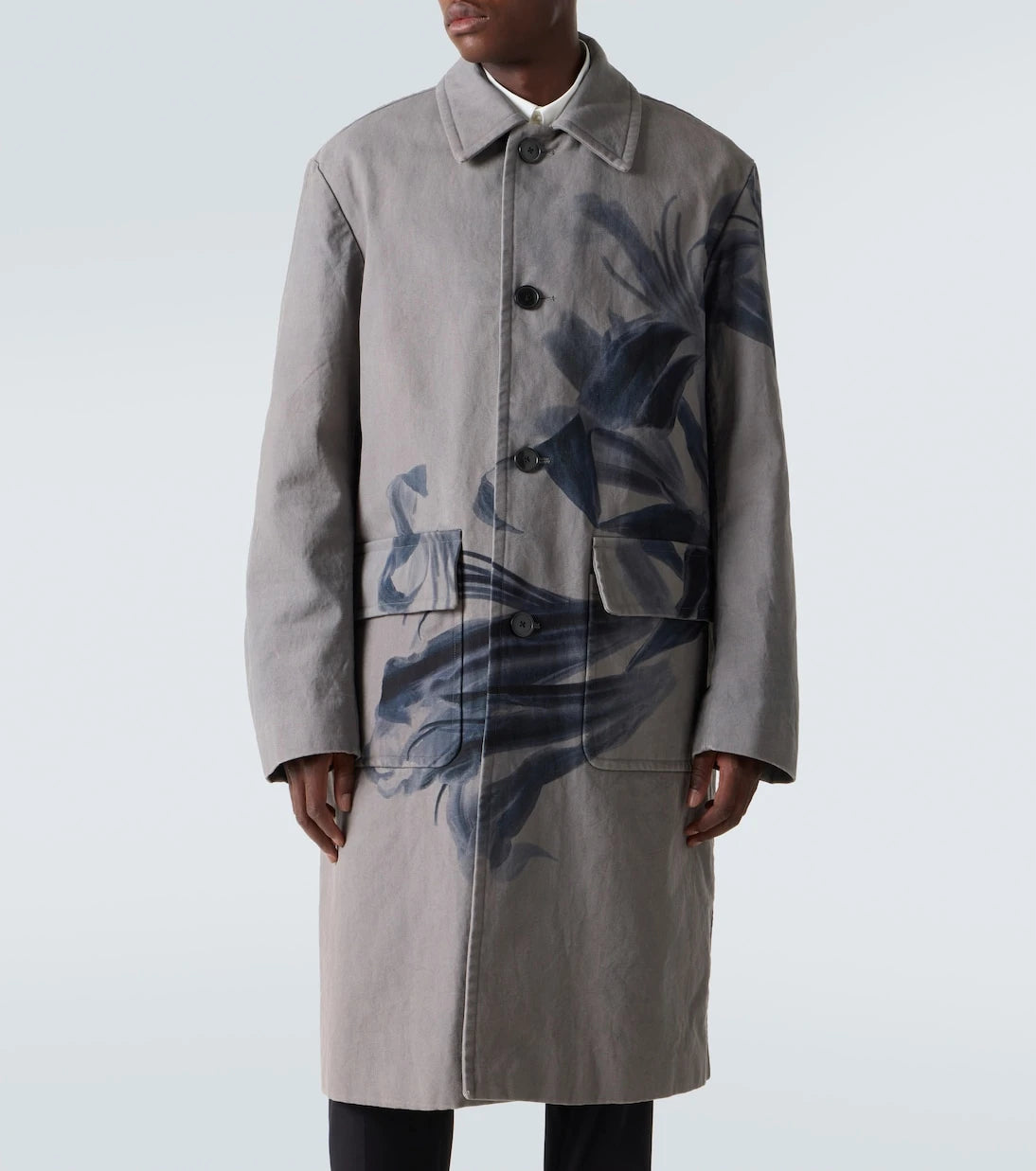 Dries Van Noten - معطف ترينش "راندال" قطن بنقشة أزهار