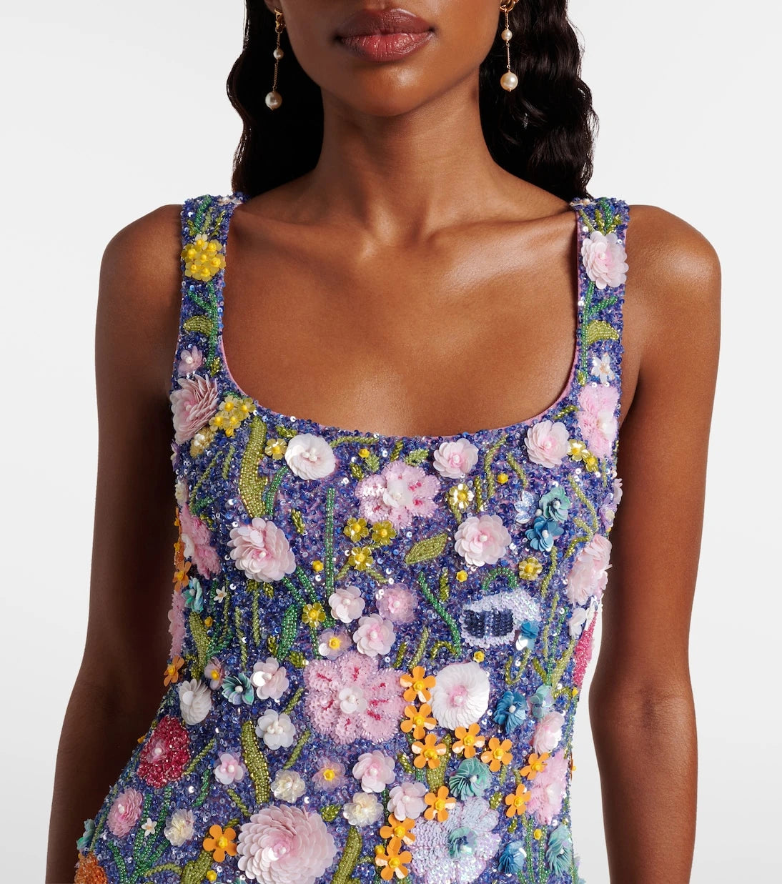Là Fuori - Embroidered floral-appliqué minidress