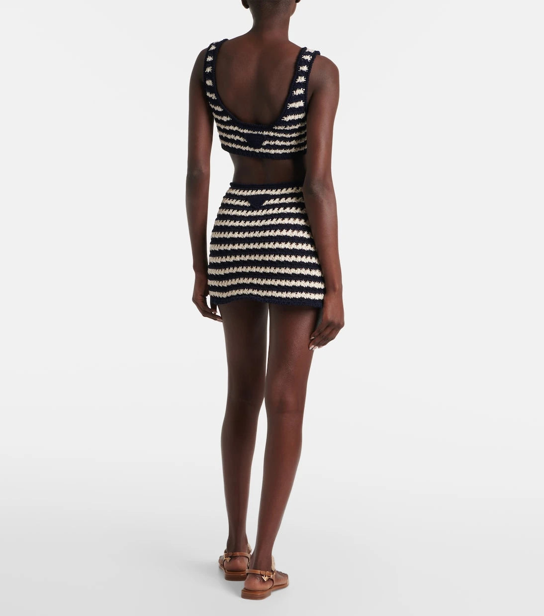 Prada - Crochet striped cotton crop top