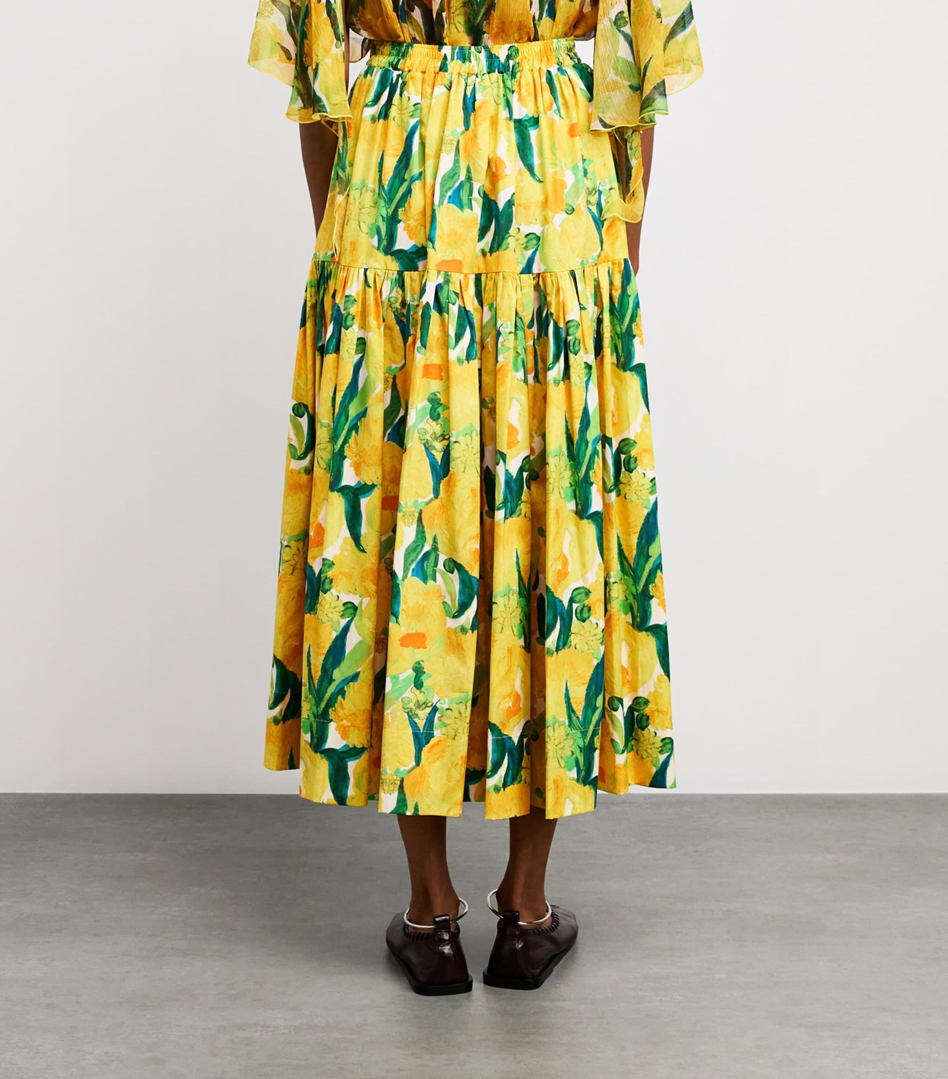 La Doublej Multi Floral Pleated Oscar Maxi Skirt