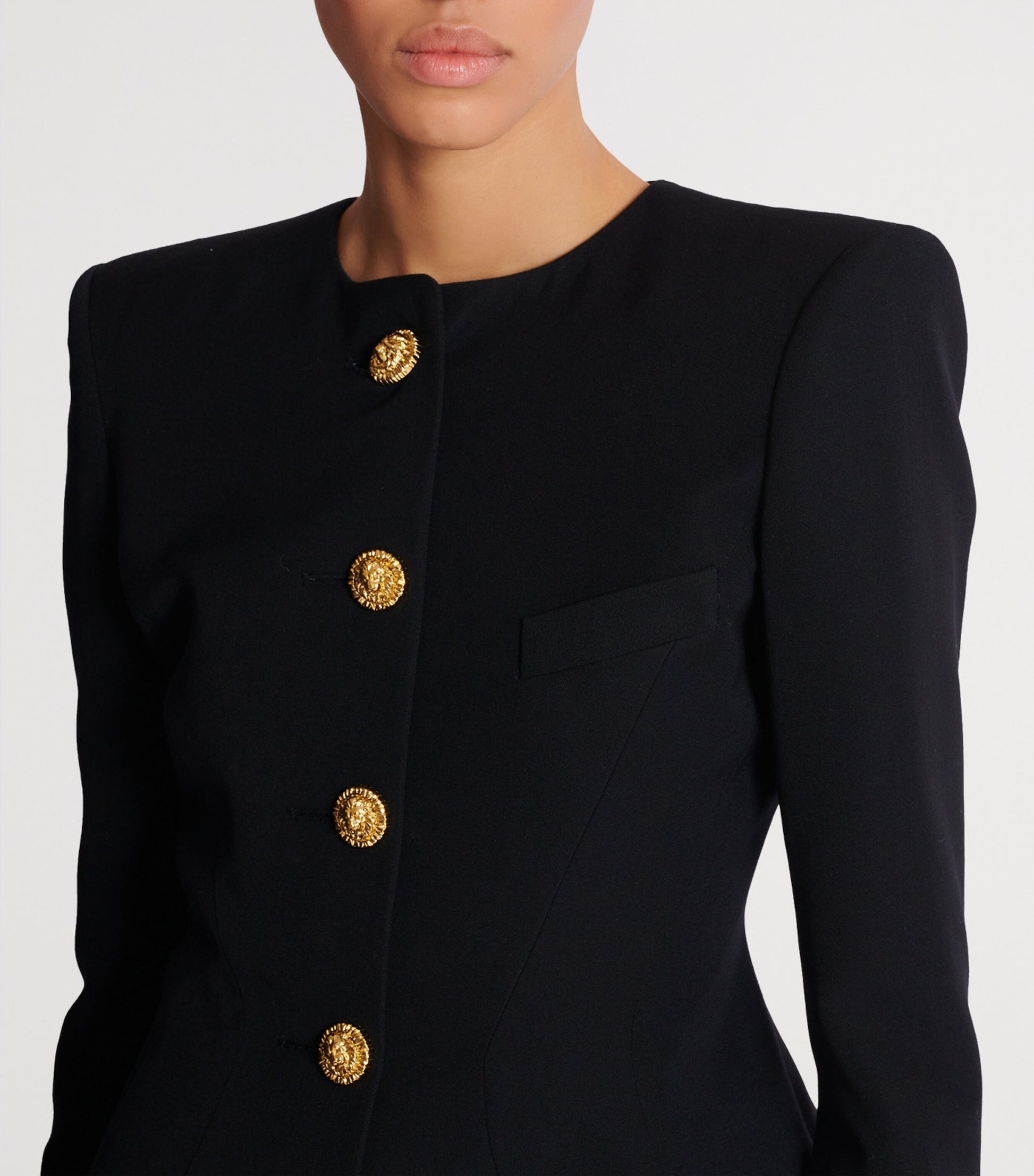 Balmain Black Wool Buttoned Basque Jacket