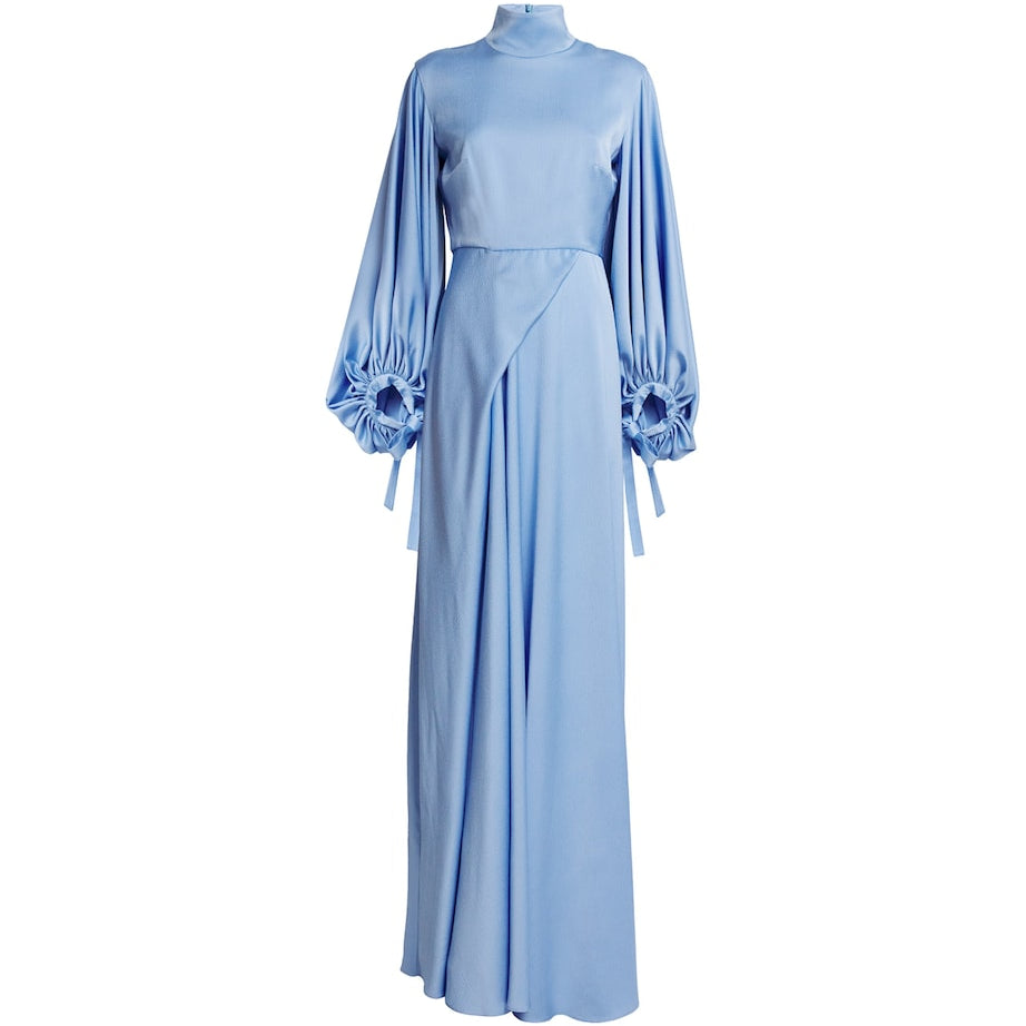Blue Charmeuse Crinkle Cristo Gown