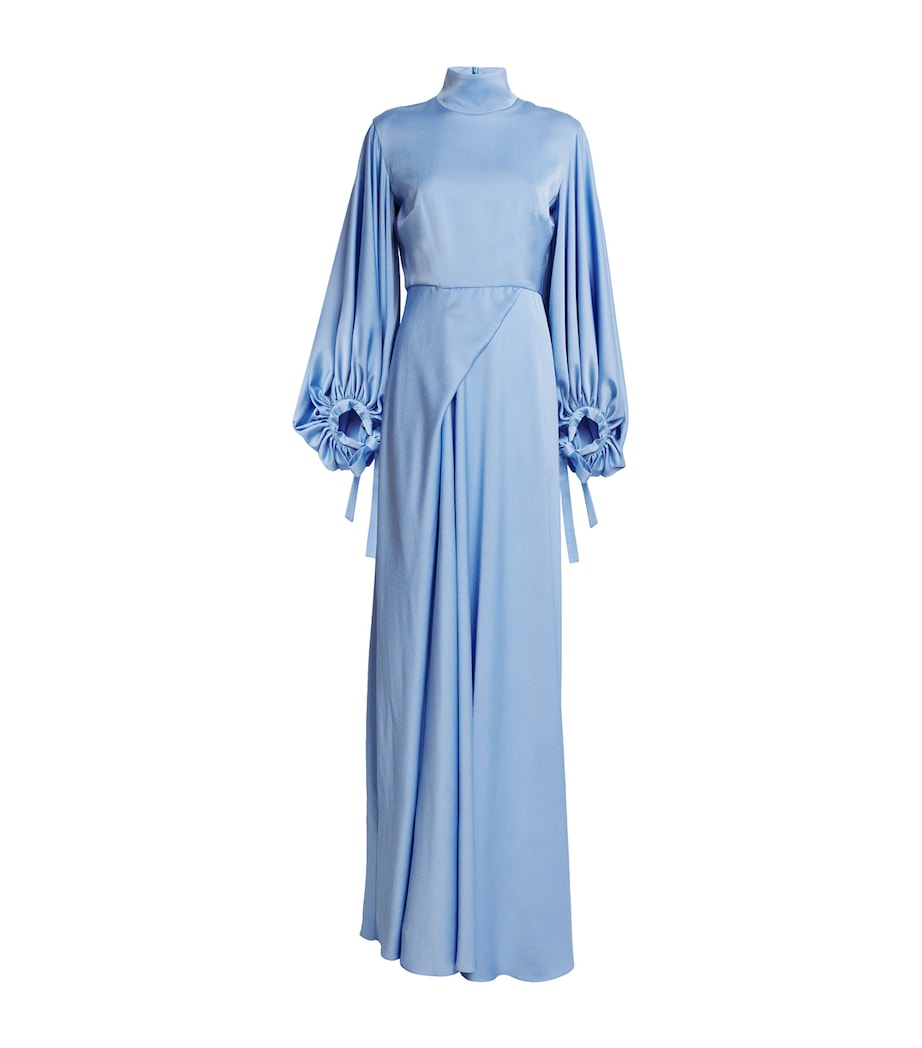 Blue Charmeuse Crinkle Cristo Gown