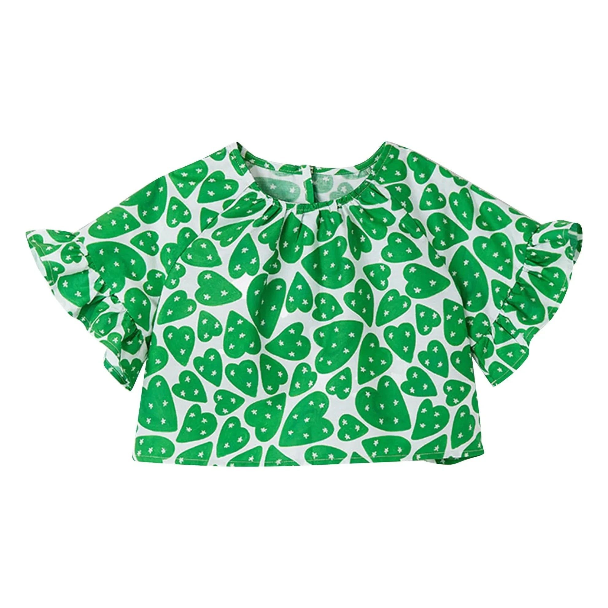 Fabula - Blouse Crop Cœurs | Green