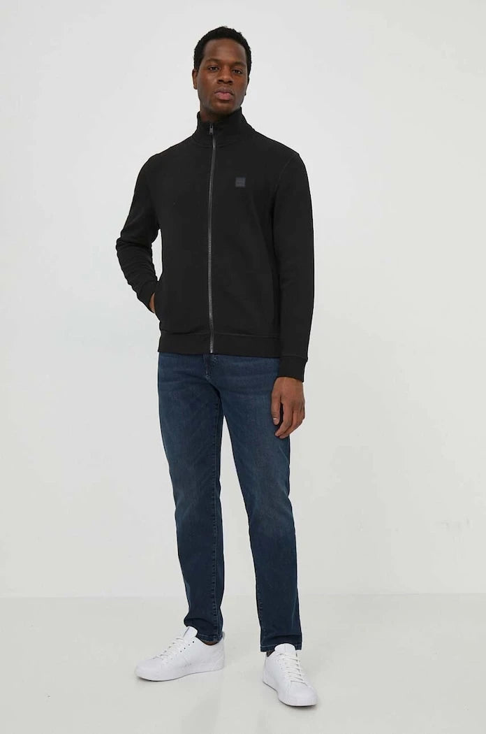 BOSS Orange pamuklu erkek fermuarlı sweatshirt Zestart