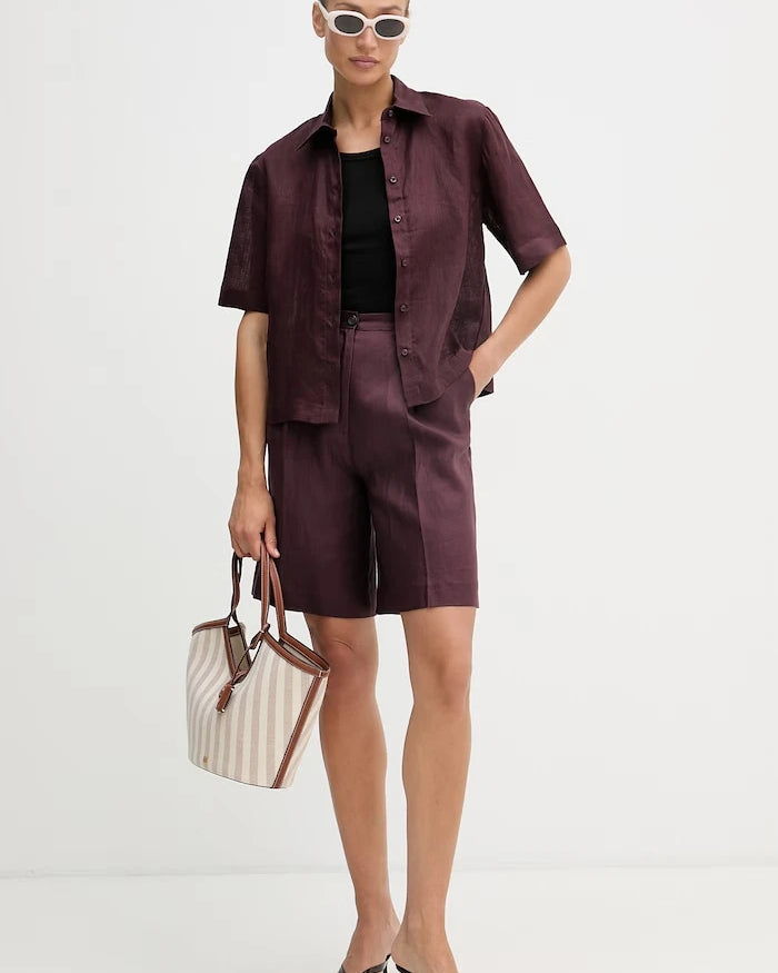Sisley къс панталон дамски от лен