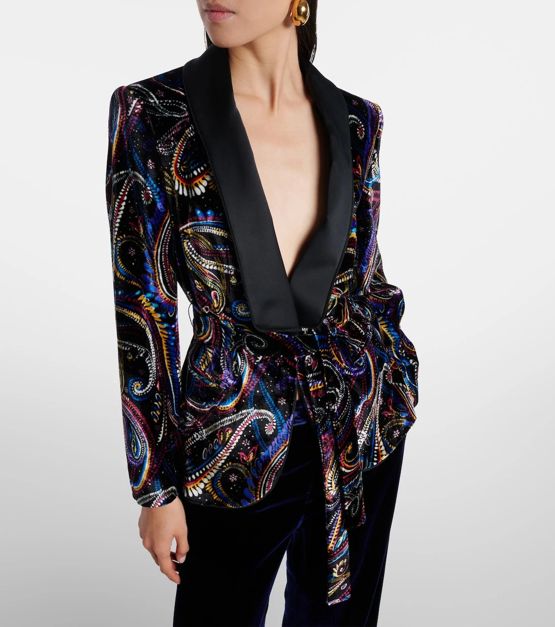 Etro - Belted velvet jacquard blazer