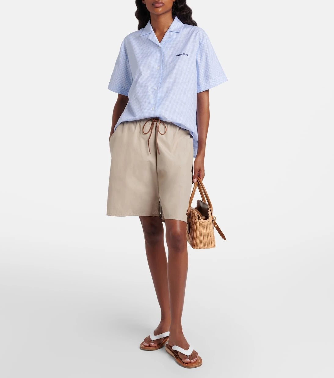 Miu Miu - Gingham cotton poplin shirt