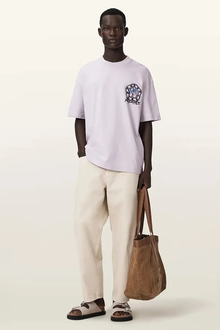 AllSaints тениска basic мъжка с добавен лен AFFIX