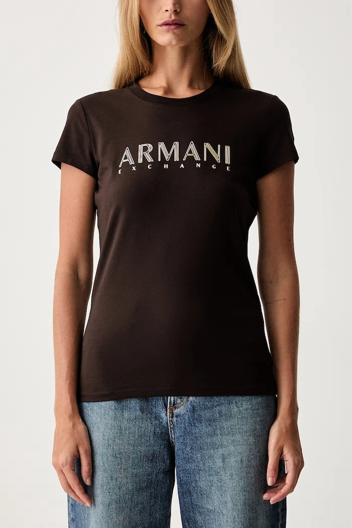 Armani Exchange pamuk ve elastanlı kadın tişörtü