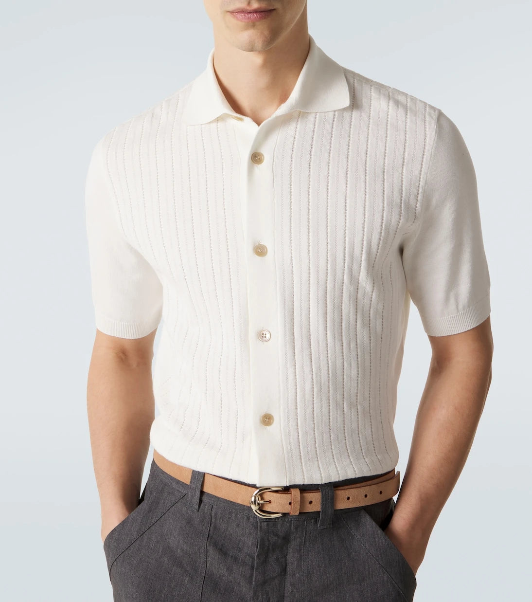 Brunello Cucinelli - Ribbed-knit cotton shirt