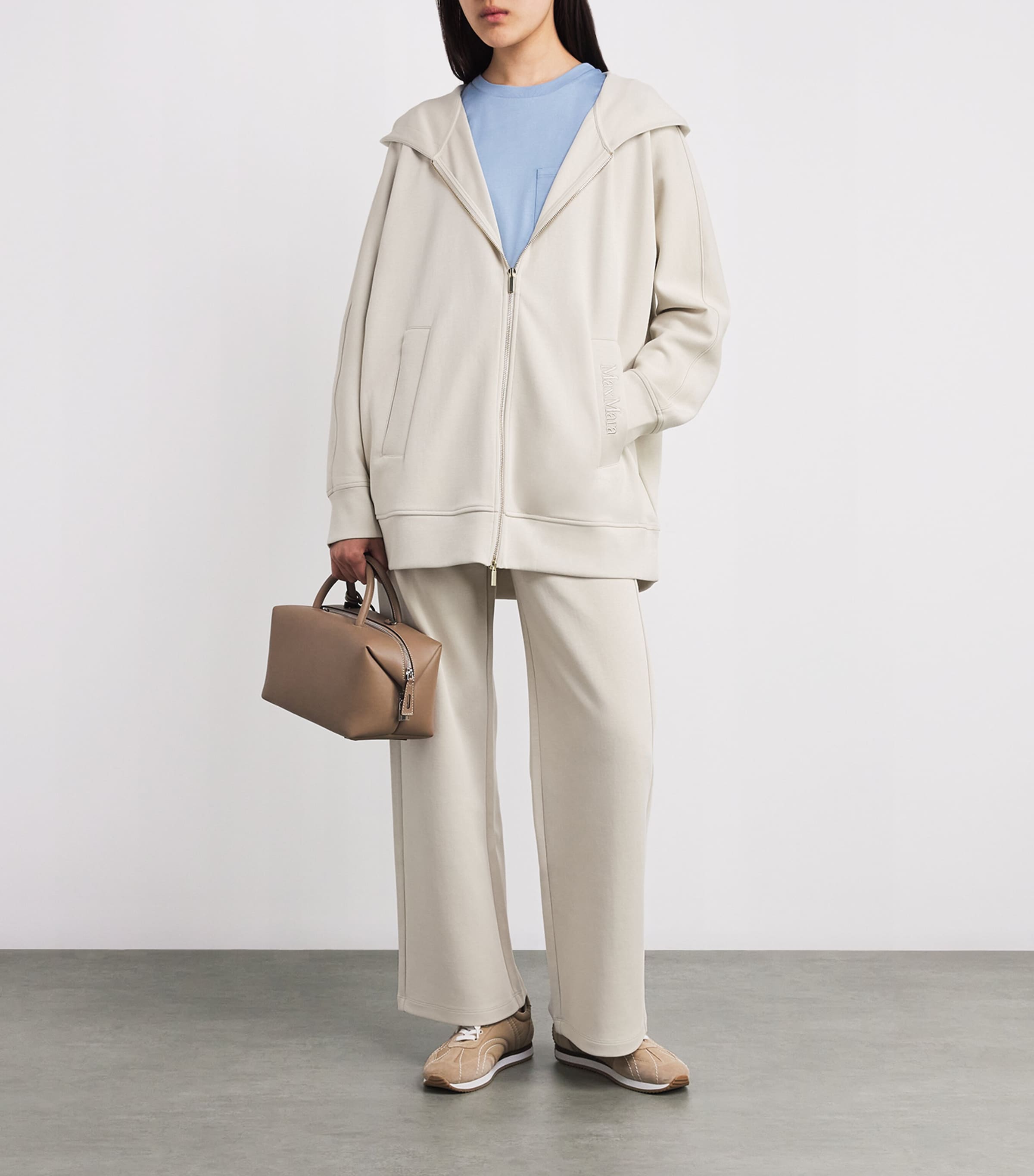 White Cotton-Blend Jersey Trousers