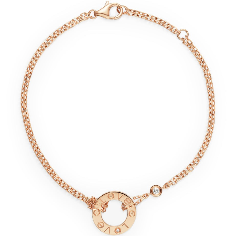 Rose Gold and Diamond LOVE Chain Bracelet