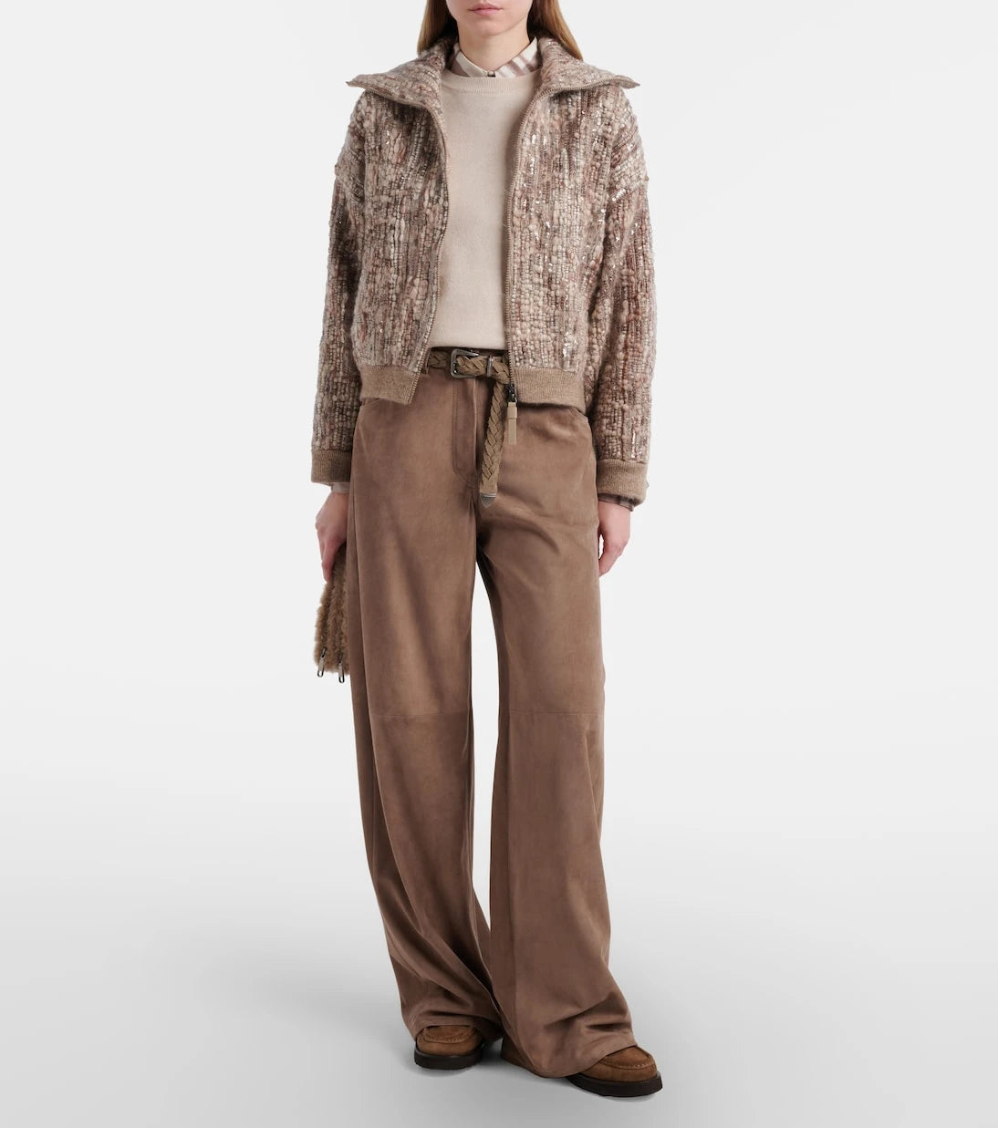 Brunello Cucinelli - Suede wide-leg pants