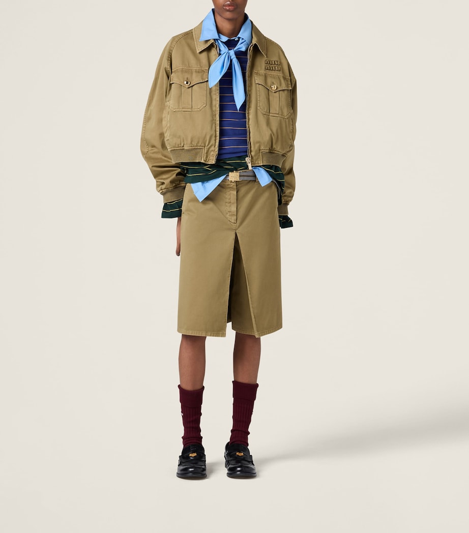 Green Cotton Bomber Jacket