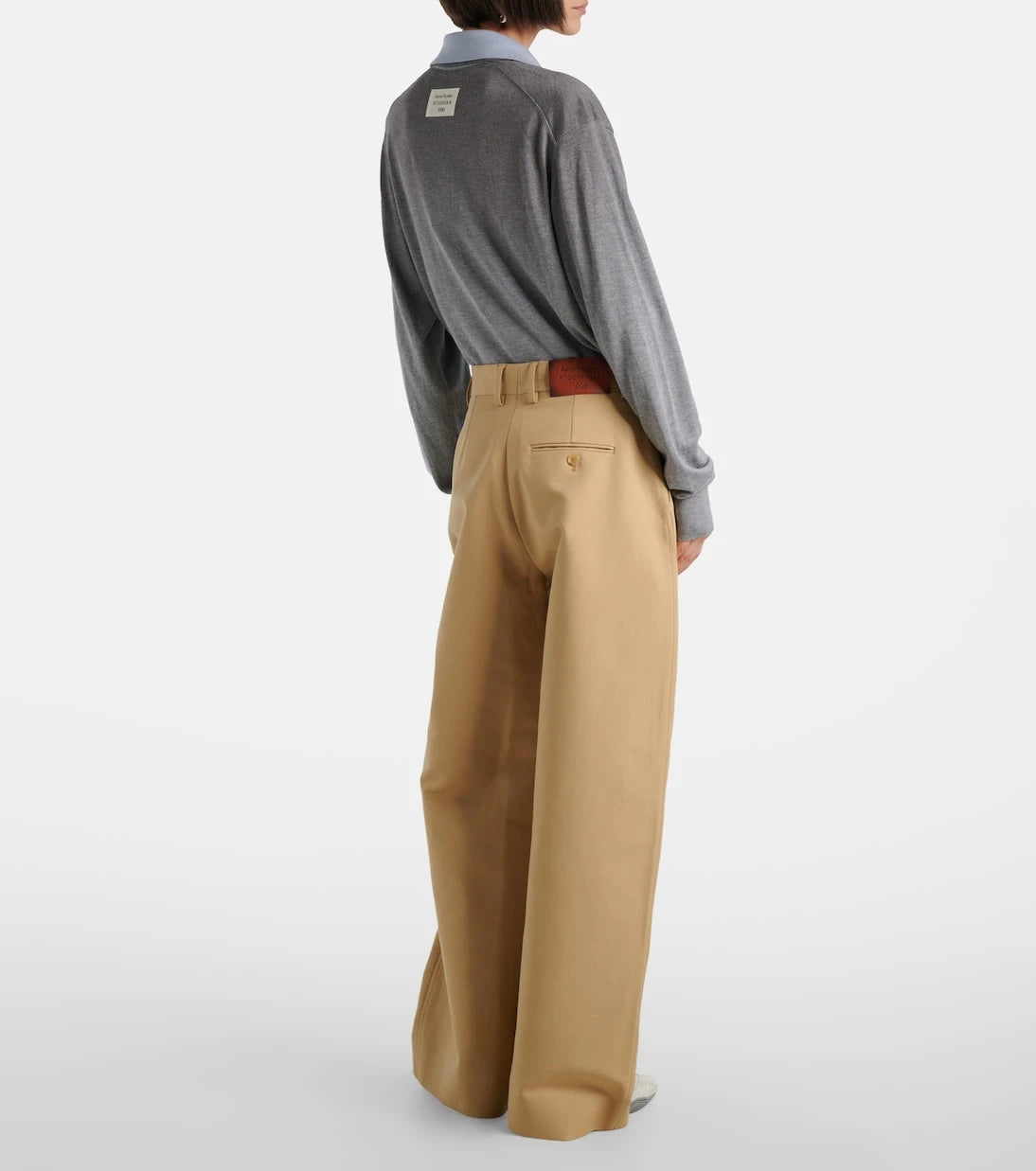 Acne Studios - بنطال بساق واسعة من قطن الساتان