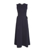 Max Mara Blue Virgin Wool Drawstring Midi Dress