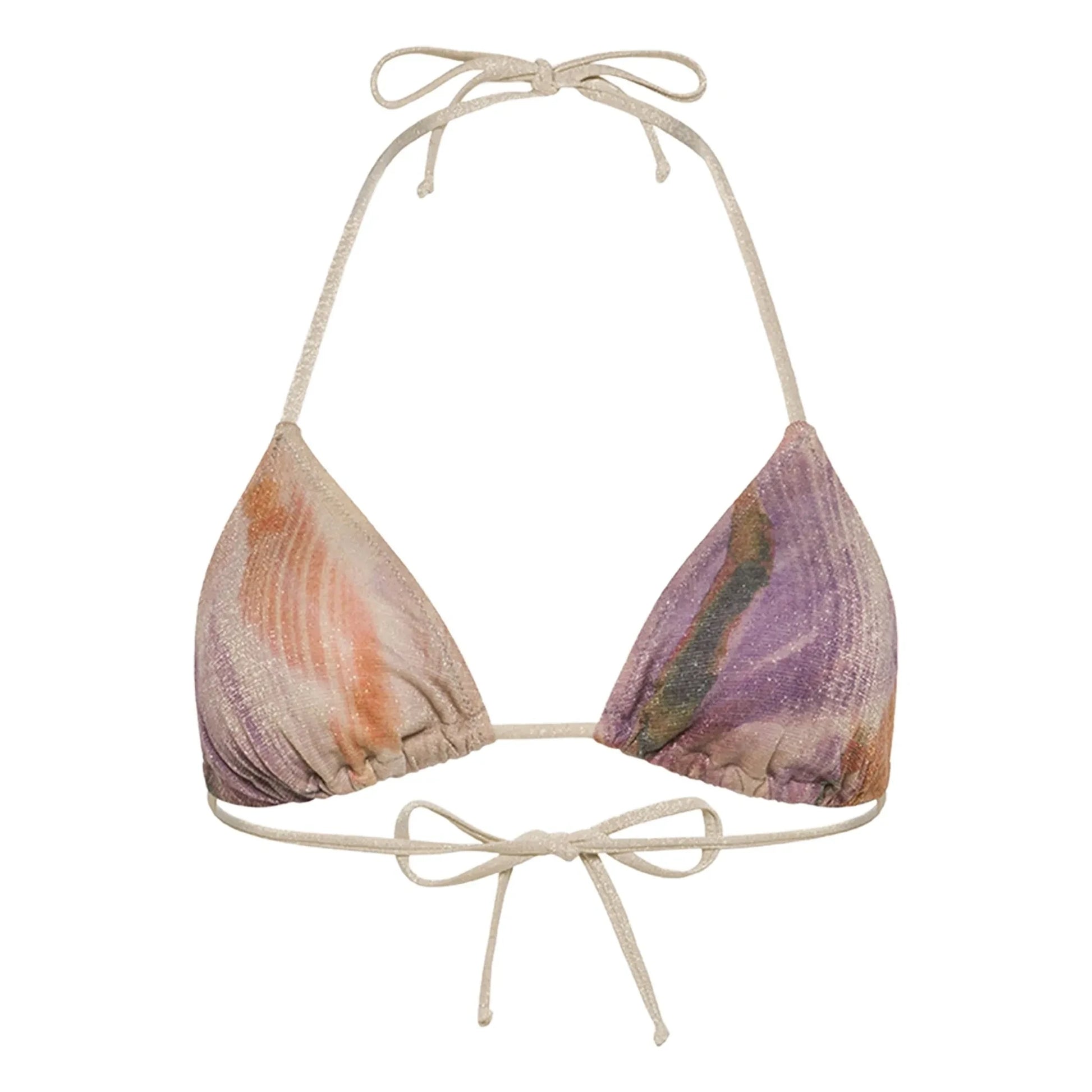 Momoni - Navy Printed Metallic Swimsuit Top | Purple