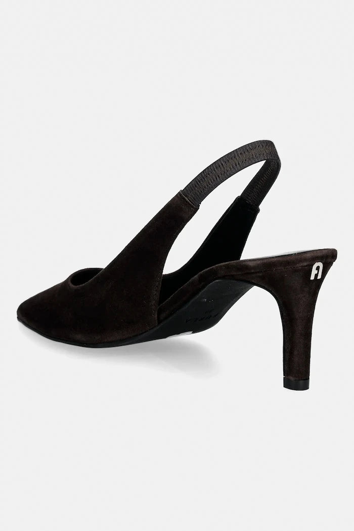 Велурени обувки с тънък ток Furla Essential Slingback