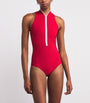 Red UPF 50+ Half-Zip Katya Swimsuit