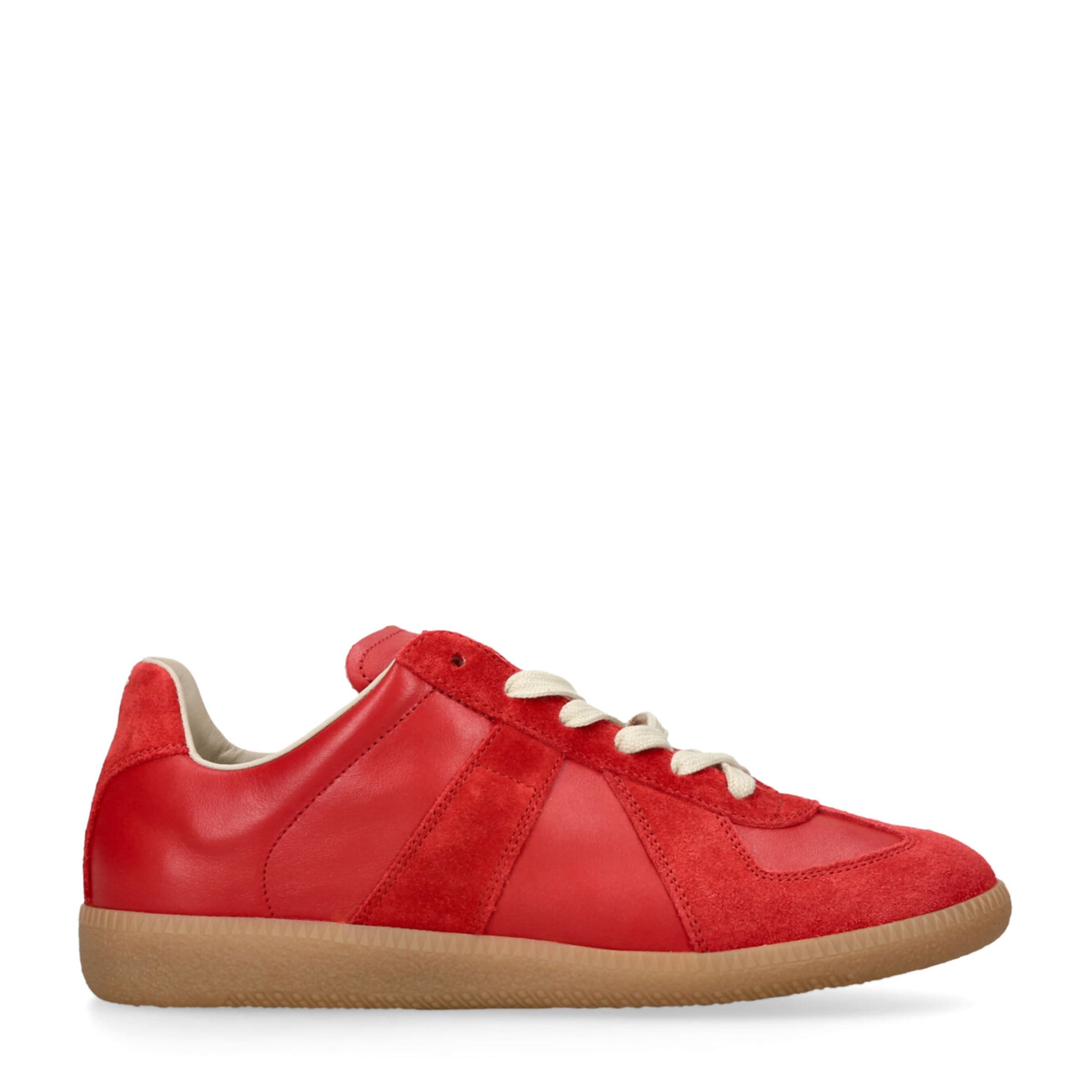 Red Leather-Suede Replica Sneakers