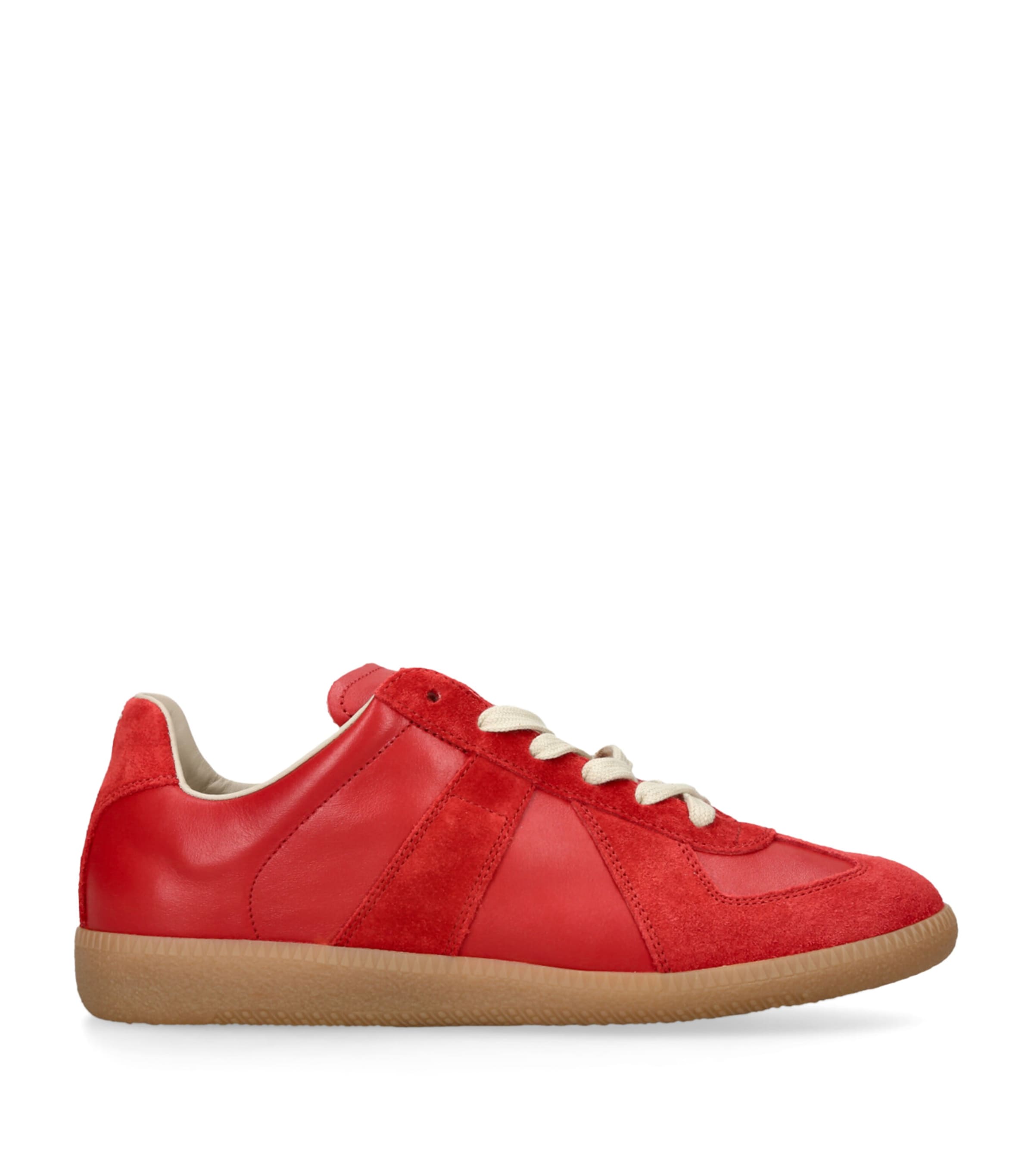 Red Leather-Suede Replica Sneakers