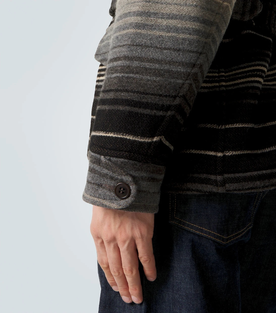 RRL - Striped wool and cotton jacquard coat