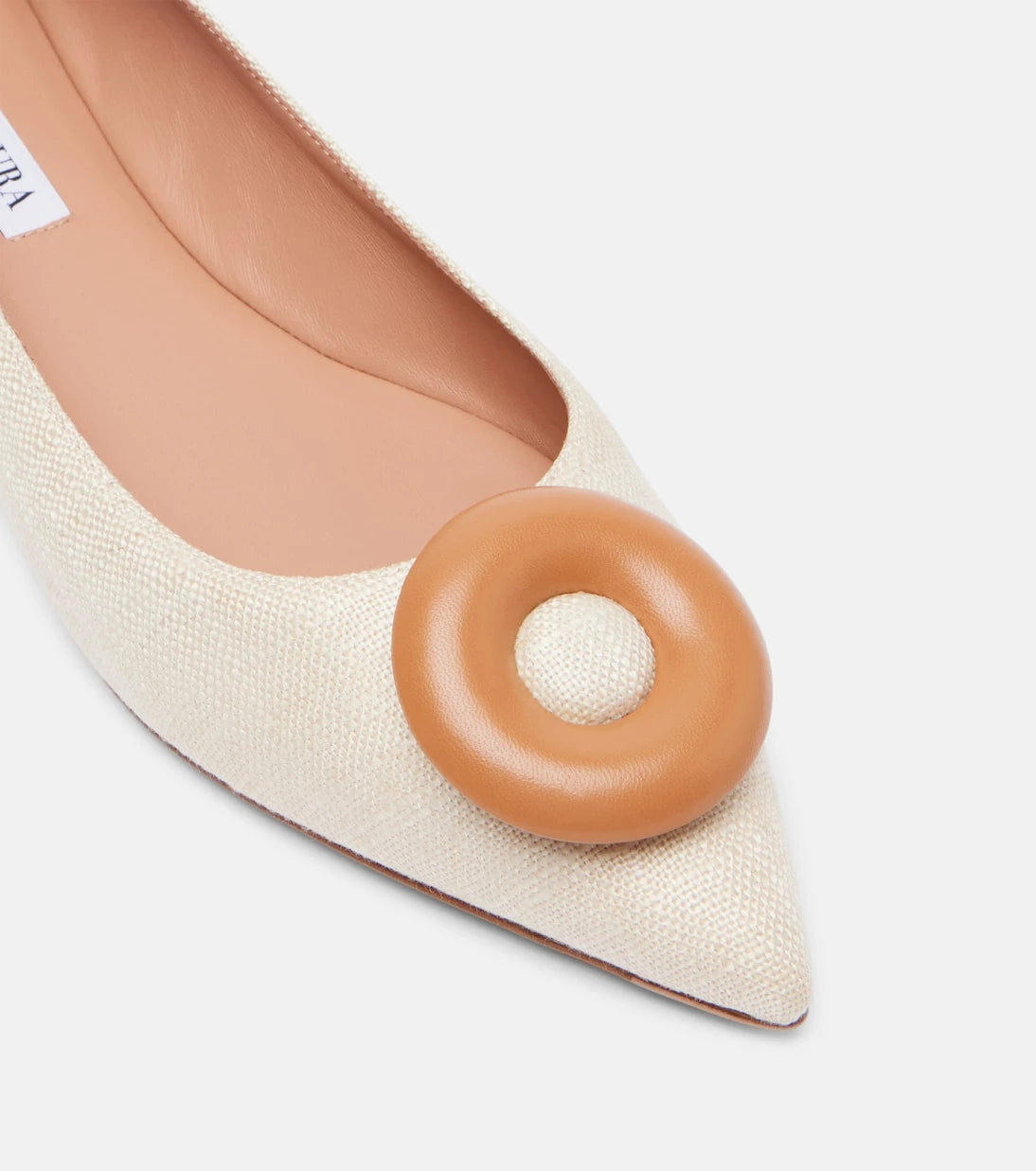 Aquazzura - Hoop leather-trimmed ballet flats
